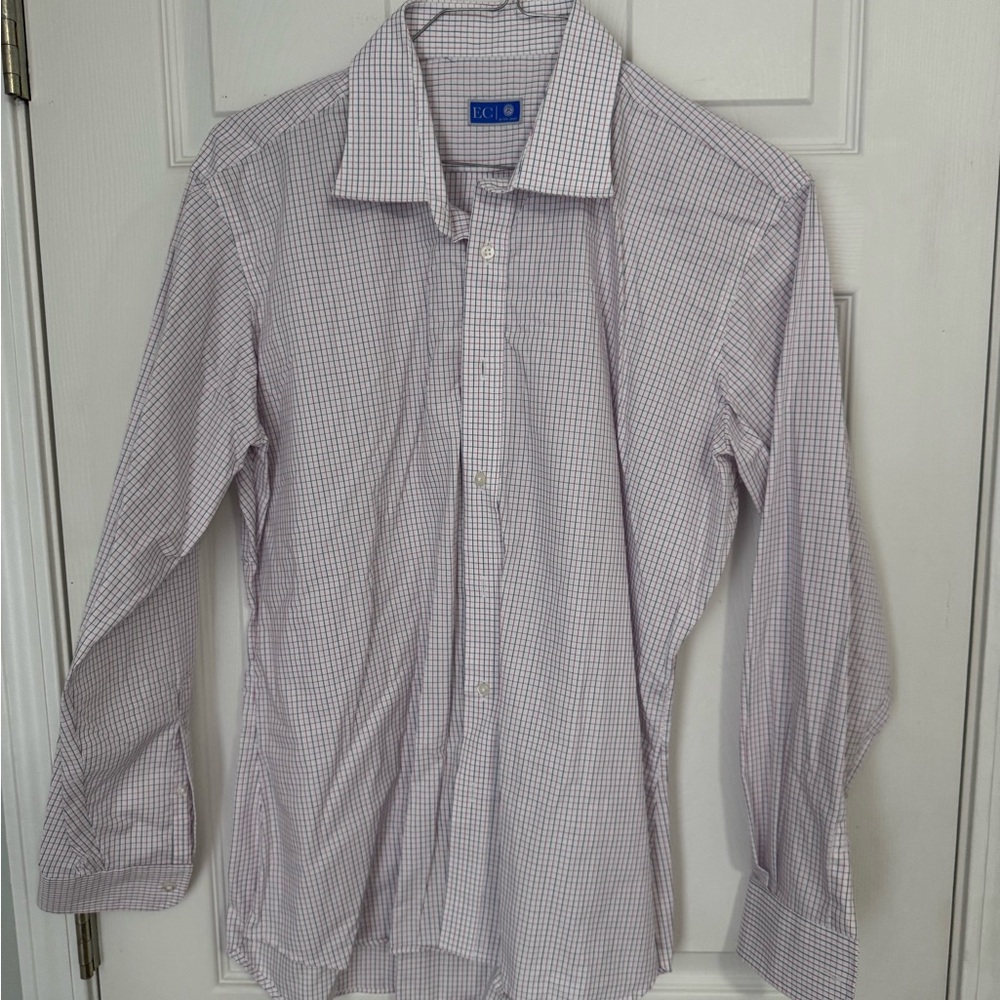 EC by Tom James Men's Checkered Dress Shirt